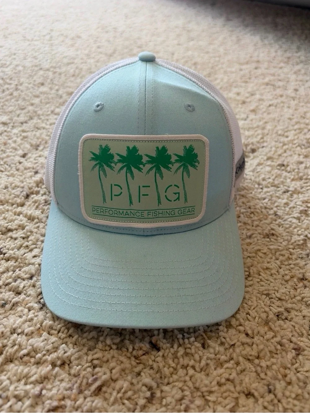 Columbia Aqua and Green PFG Mesh-Back Hat
